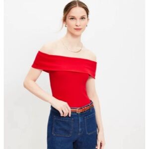 Ann Taylor Loft red off the shoulder top. Size medium, red color. New with tags
